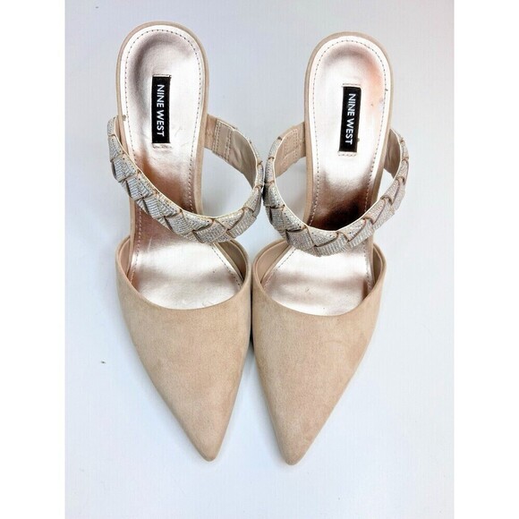 Nine West luxury fresah Shoes West Greet Womens Rhinestone High Heels cream 10M - Picture 5 of 8